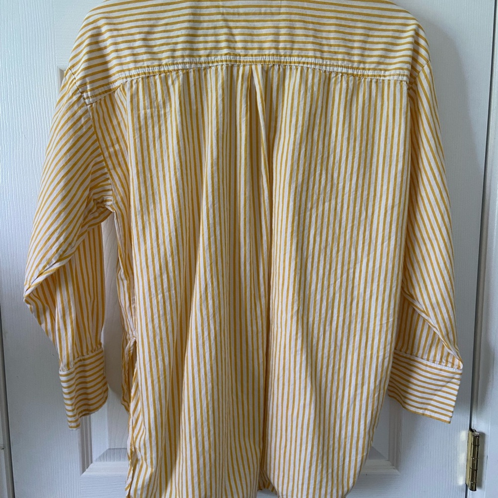 Maeve by Anthropologie Yellow & White Striped Shirt Small S - Picture 3 of 5